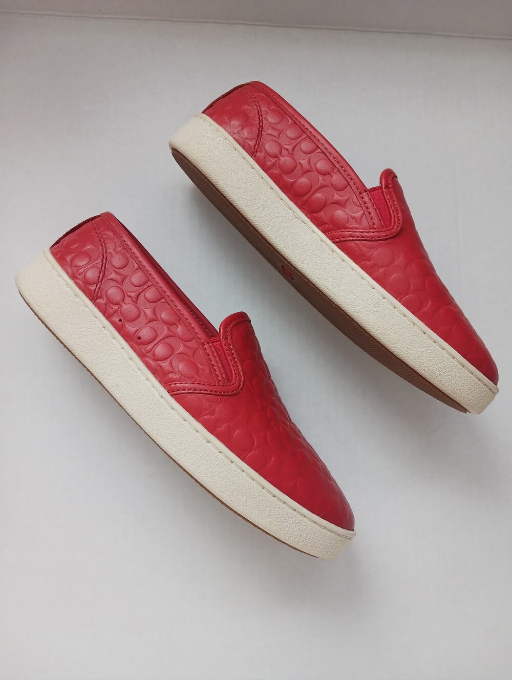 Coach FG2118 Red Leather Slip-On Comfort Shoes Sneaker Women's Size 7B EU37.5 - Picture 3 of 16